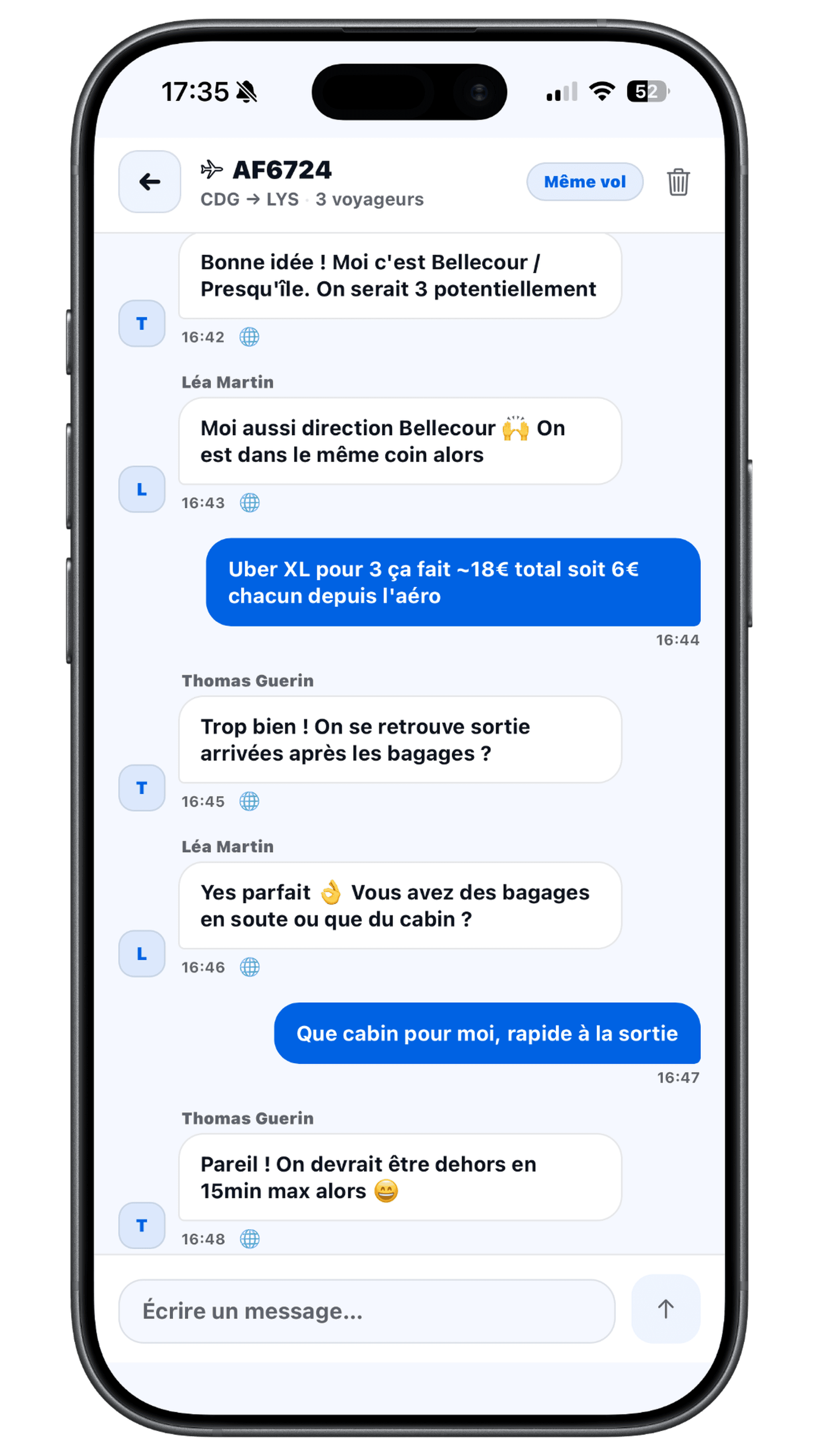 Aperçu de l'application FlyMates